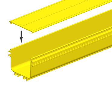 Deckro Fiber Duct System 120 Straight Section cover, H100mm, 2m/pc